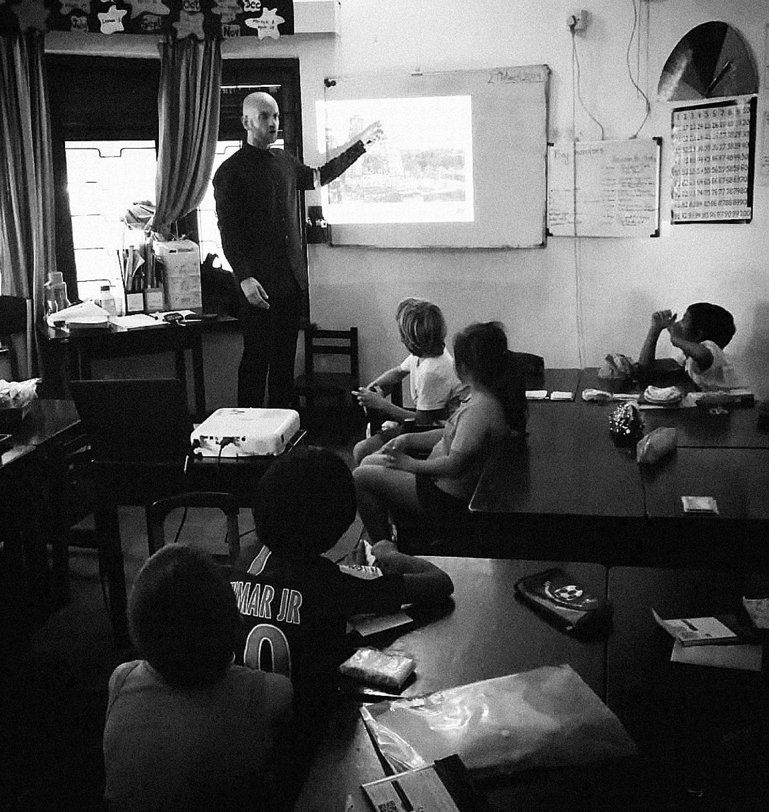 James presenting to young students at Moir’s School