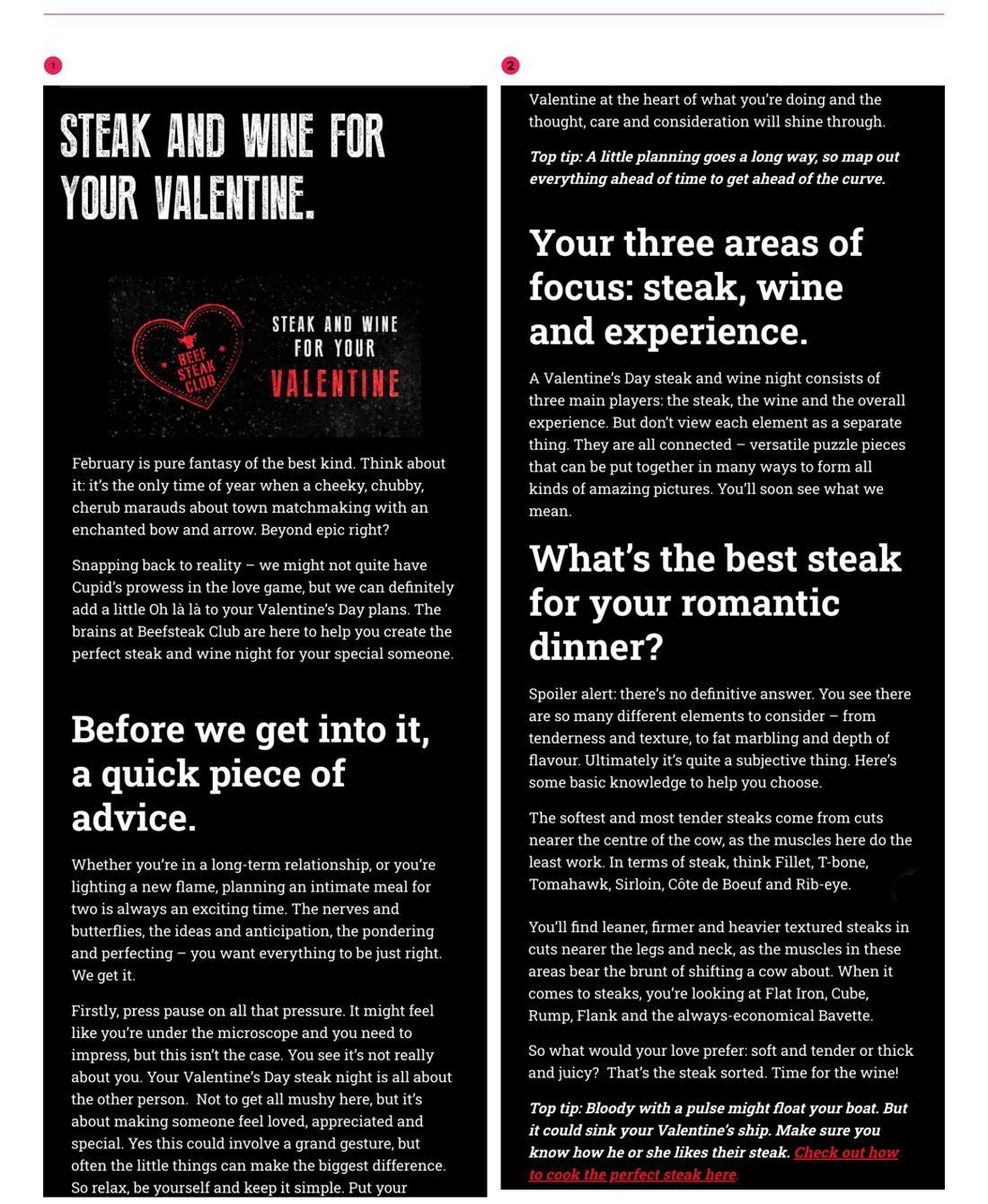 Beefsteak Club blog, Steak and Wine for your Valentine