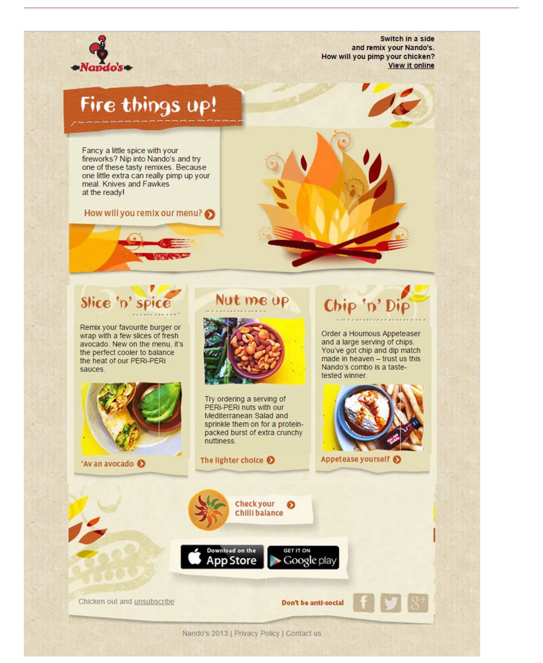 Nando’s loyalty email design