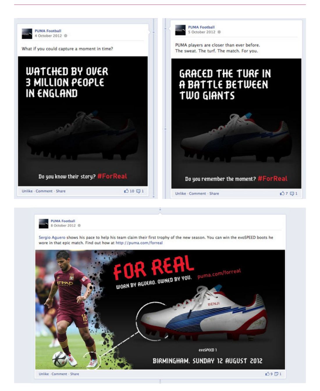 Puma Football For Real social posts
