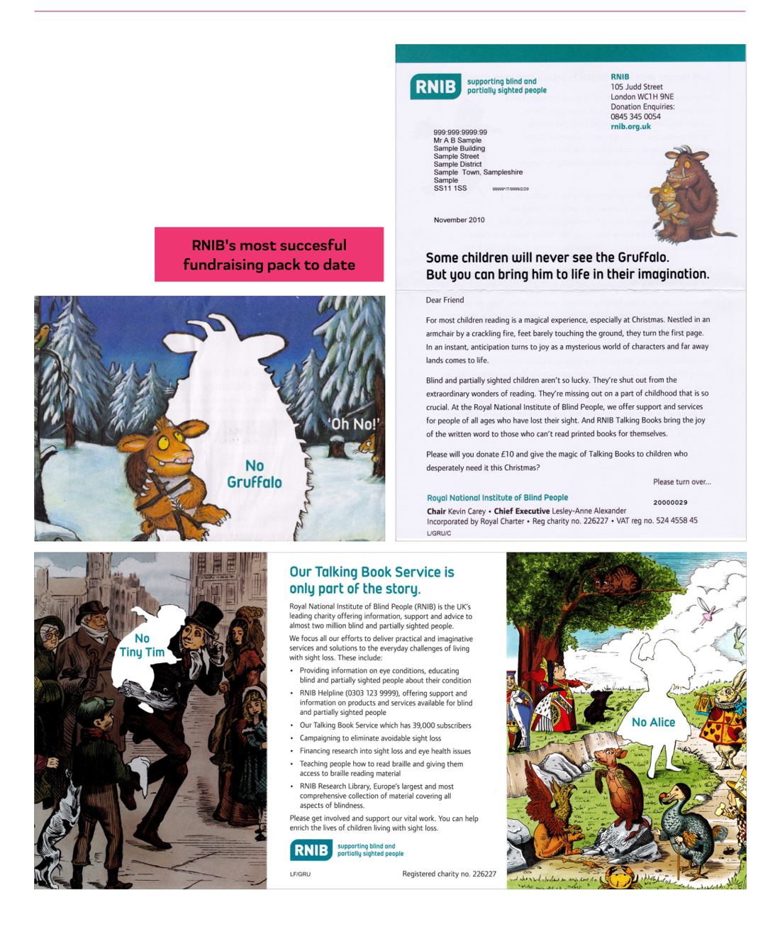 RNIB Talking Books mailer featuring the Gruffalo